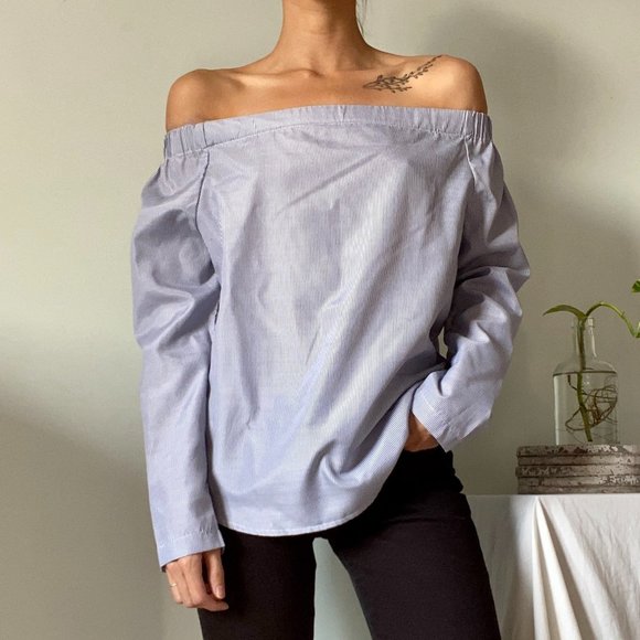 Asos Off Shoulder Stripe Blouse - Picture 5 of 10